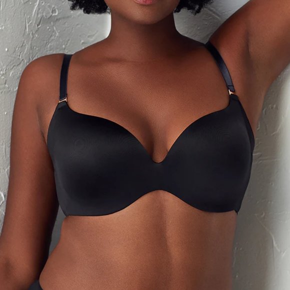 NWT Le Mystere Satin and Mesh T-Shirt Bra Black 36DD/E - Picture 1 of 4